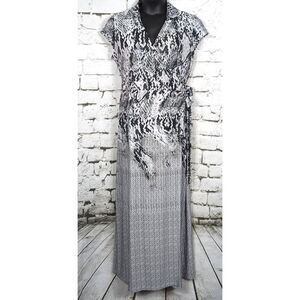 MILANO Contemporary Reptile Print Jersey Knit True Wrap Maxi Dress Large